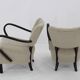 1930s Pair of Jindrich Halabala Art Deco H-237 Armchairs in Bouclé, Restored