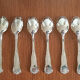 Set of 6 small silver metal spoons