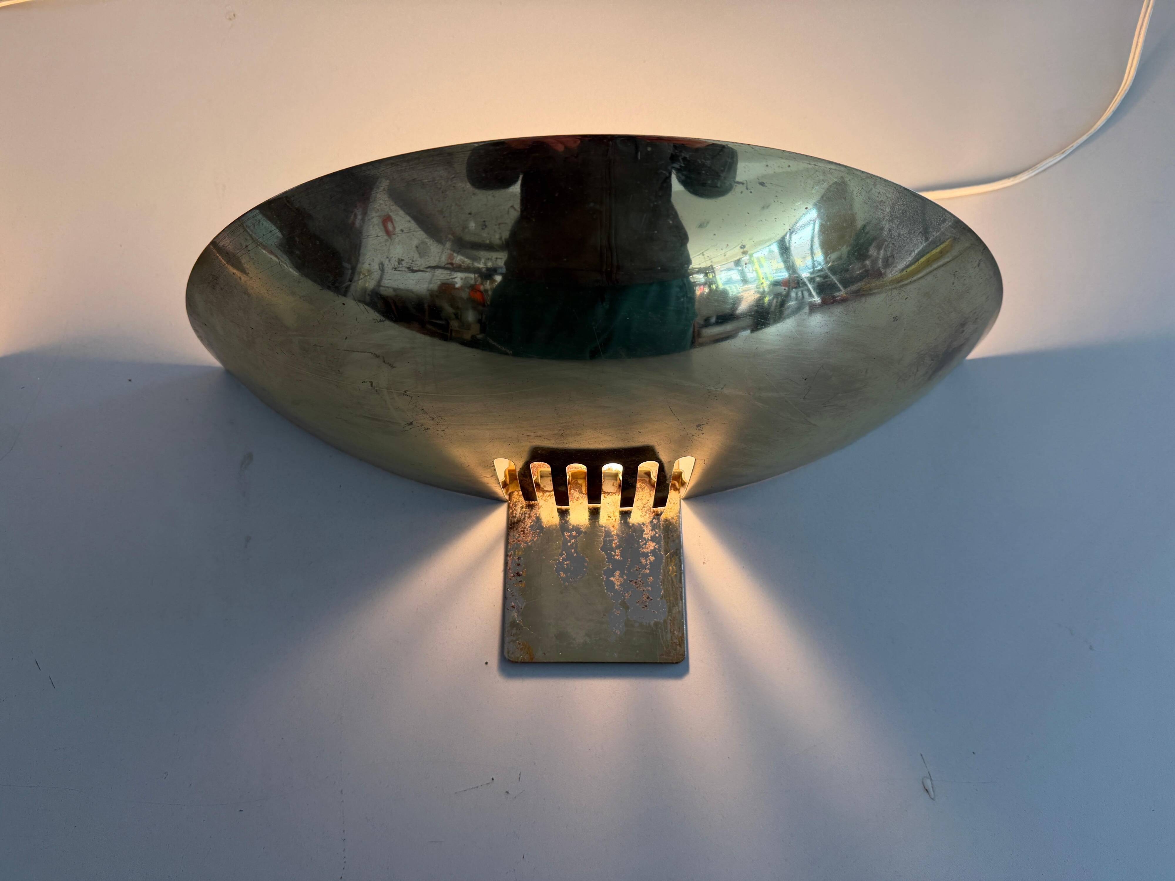 Pair of brass wall sconces from the mid-century by SCE, 1960s, France.