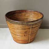 Vintage bamboo & brass basket