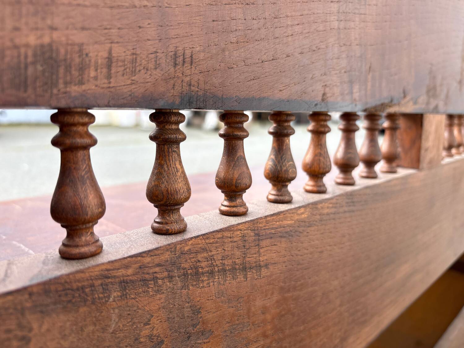 Carved wooden storage bench – rustic Savoyard style