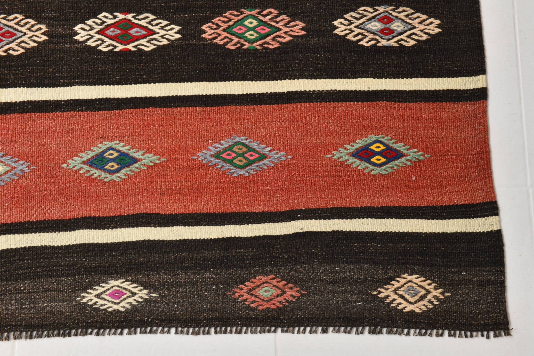 6x9 Red Cream Handmade Wool Vintage Rug, 178x274Cm