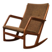 Fauteuil à bascule modèle 100 en teck danois milieu du siècle par Søren Georg Jensen pour Kubus Møbler, années 1960