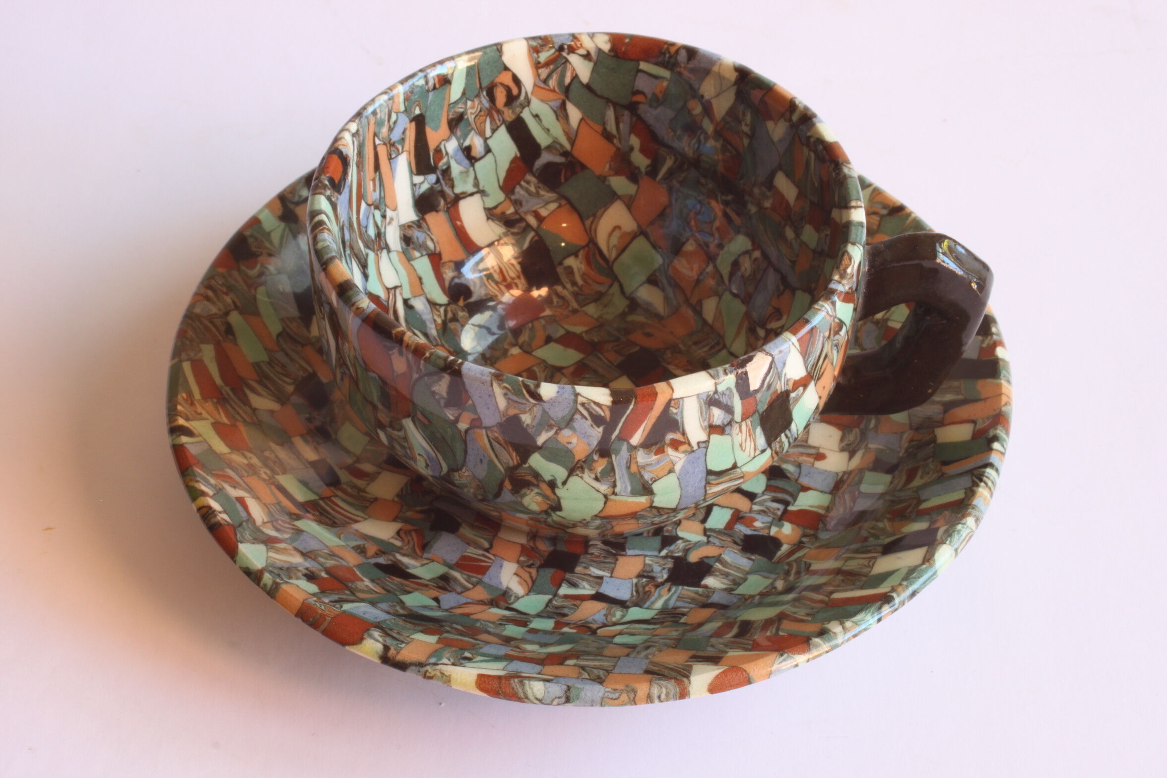 Neriage mosaic tea set by Jean Gerbino, Vallauris.