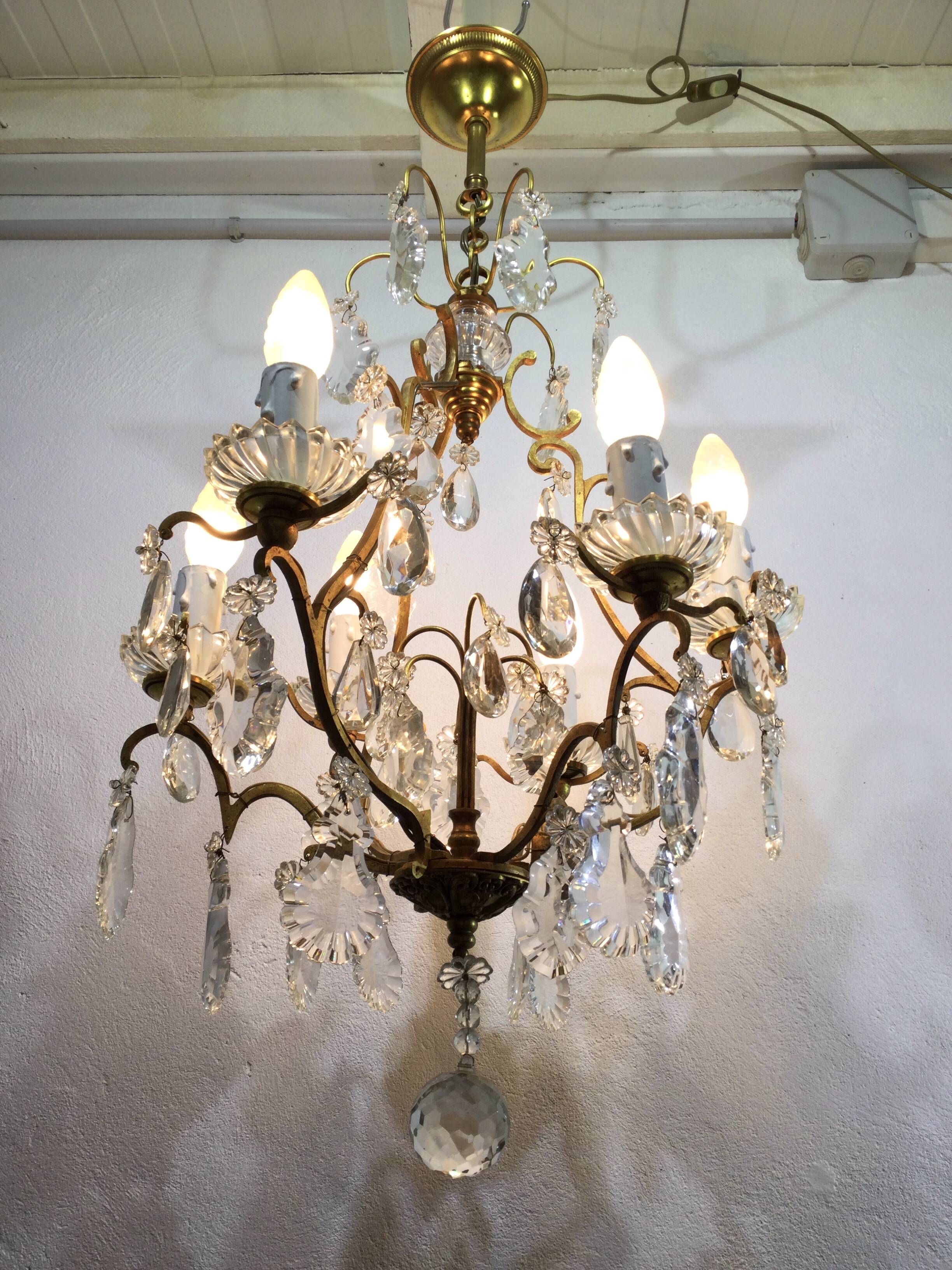 Cage Chandelier 6 Lights Bronze And Crystal