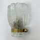 Vintage Hillebrand wall lamp ice glass with brass, 1970s Germany