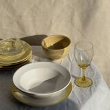 Set of 6 modern yellow dessert plates D19