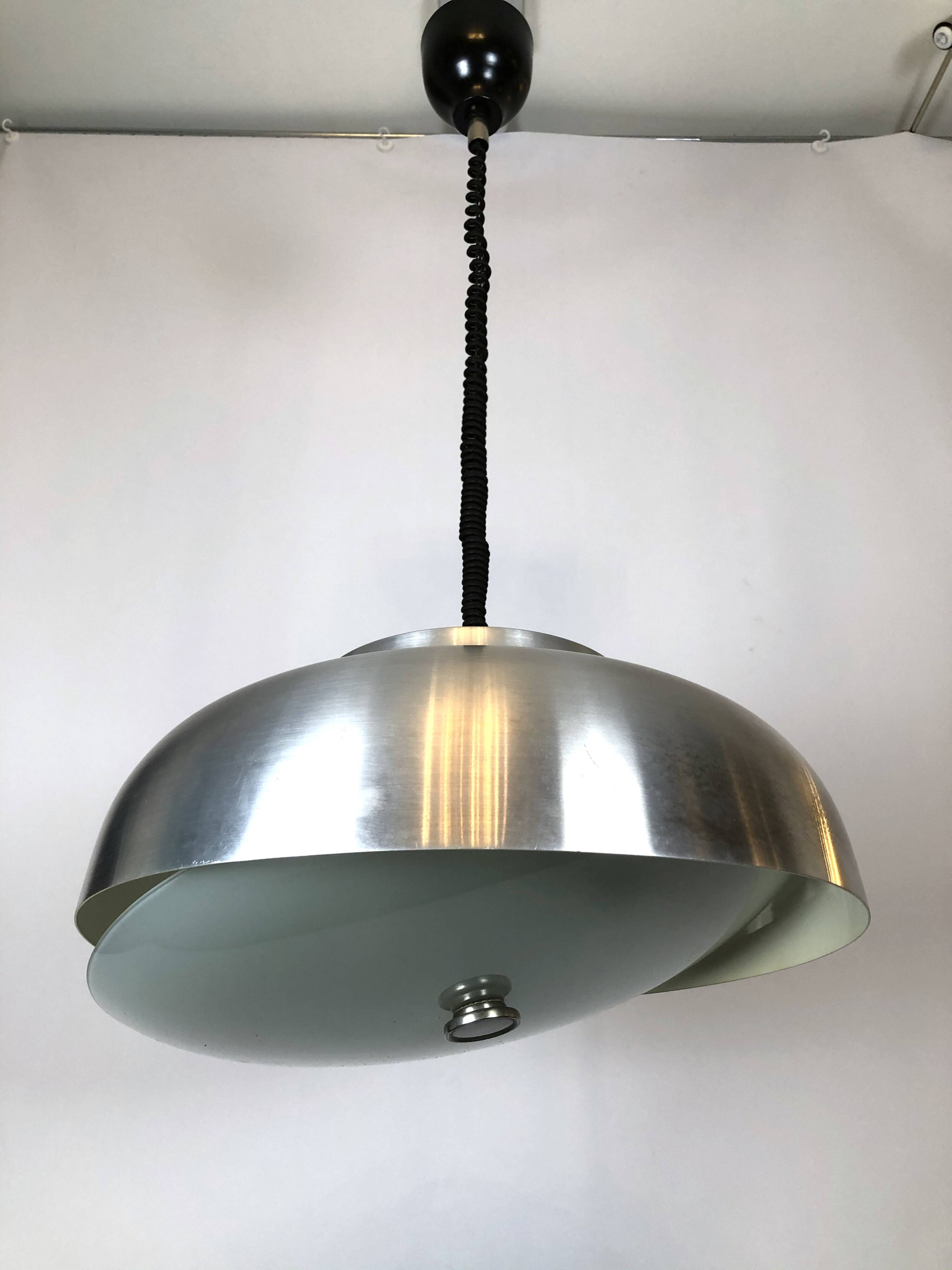 Oscar Torlasco for Lumi, large Italian pendant light with adjustable glass from 50s