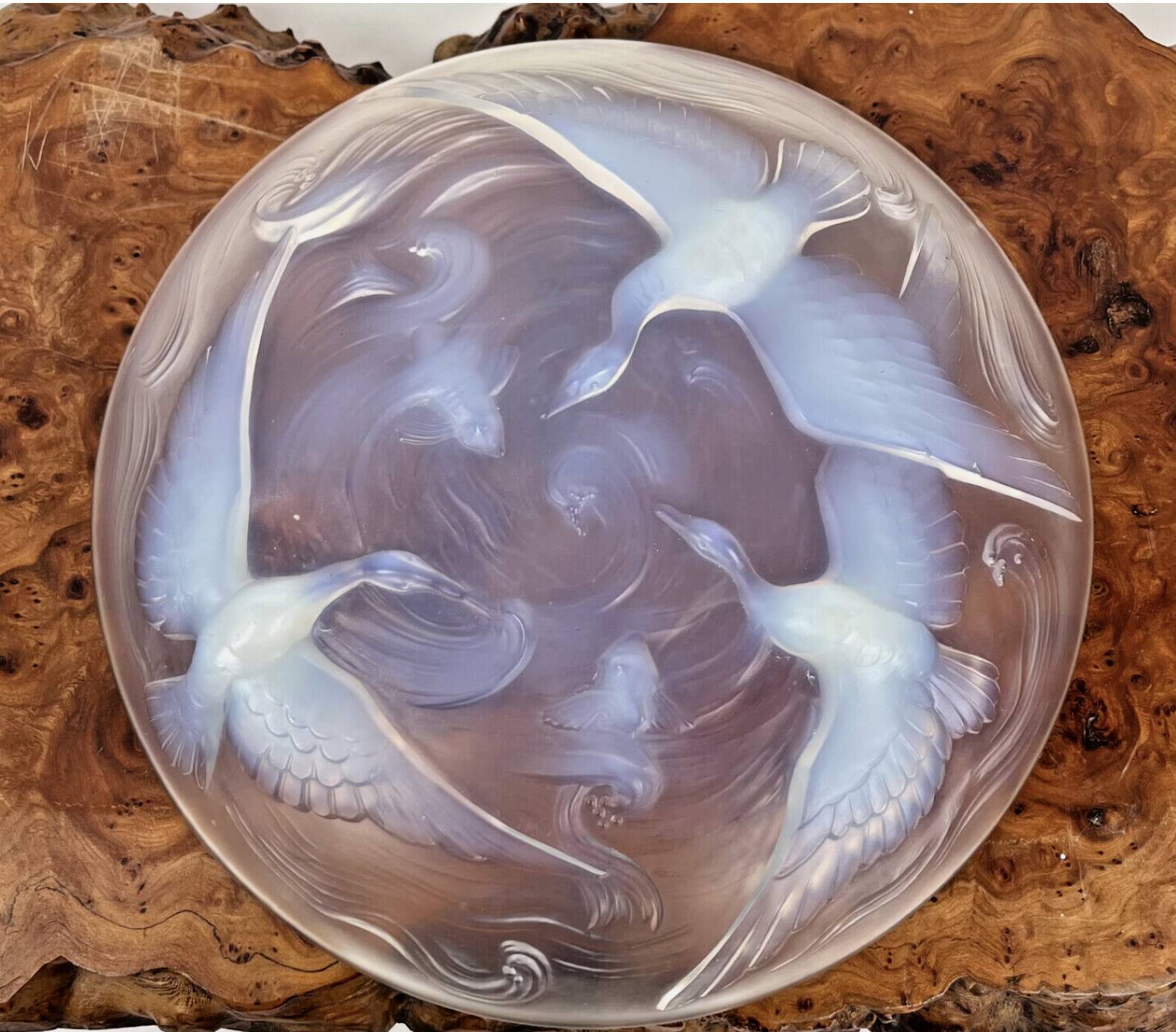Verlys France opalescent dish ducks hunting fish - 471014