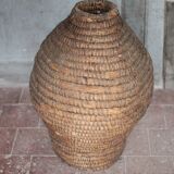 Old basket, straw and bramble, woven basket, interior decoration