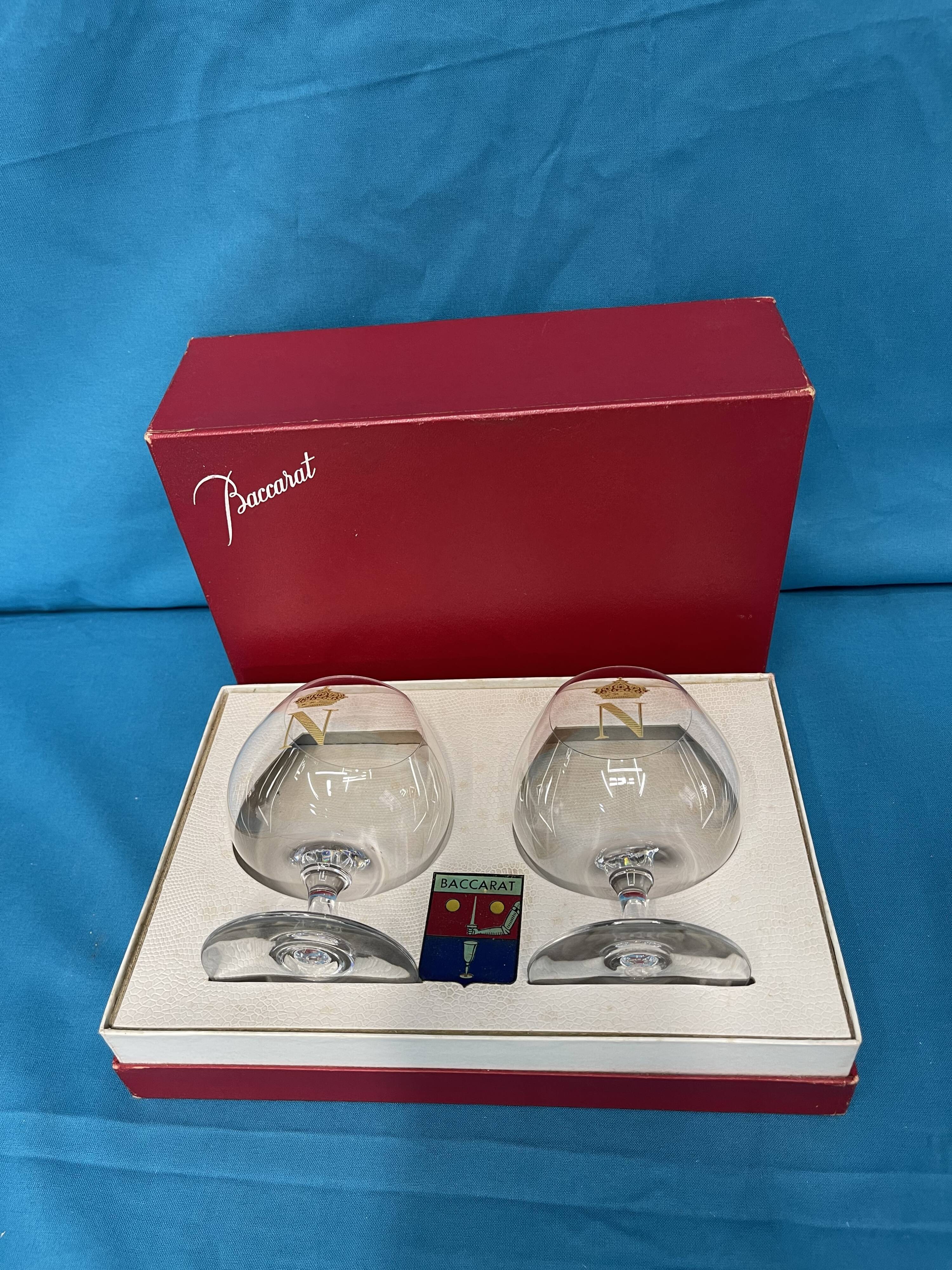 2 Napoleon baccarat glasses, original box