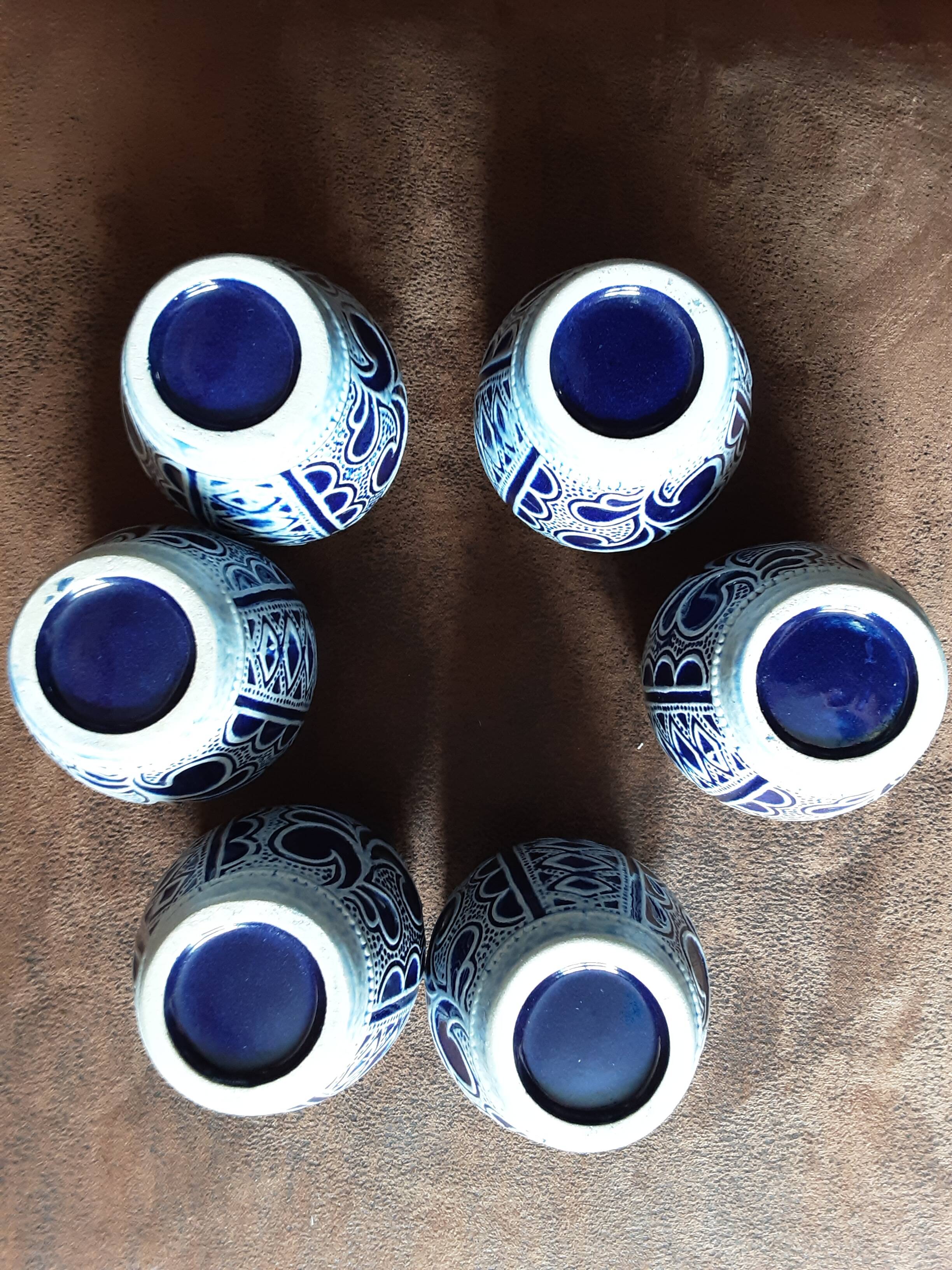 Set of 6 handmade ceramic cups