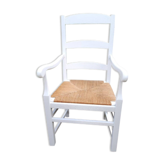 Fauteuil paille blanc