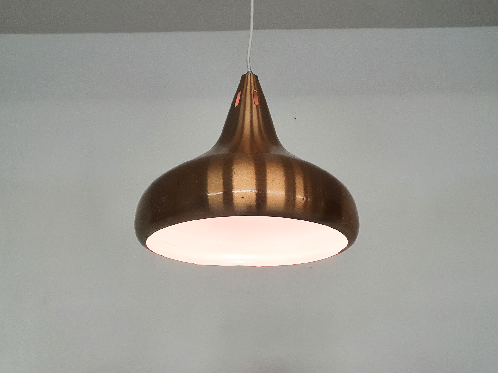 Vintage copper pendant light, Denmark 1960's