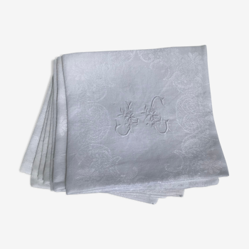 6 white checkered JC embroidered towels