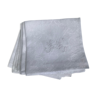 6 white checkered JC embroidered towels