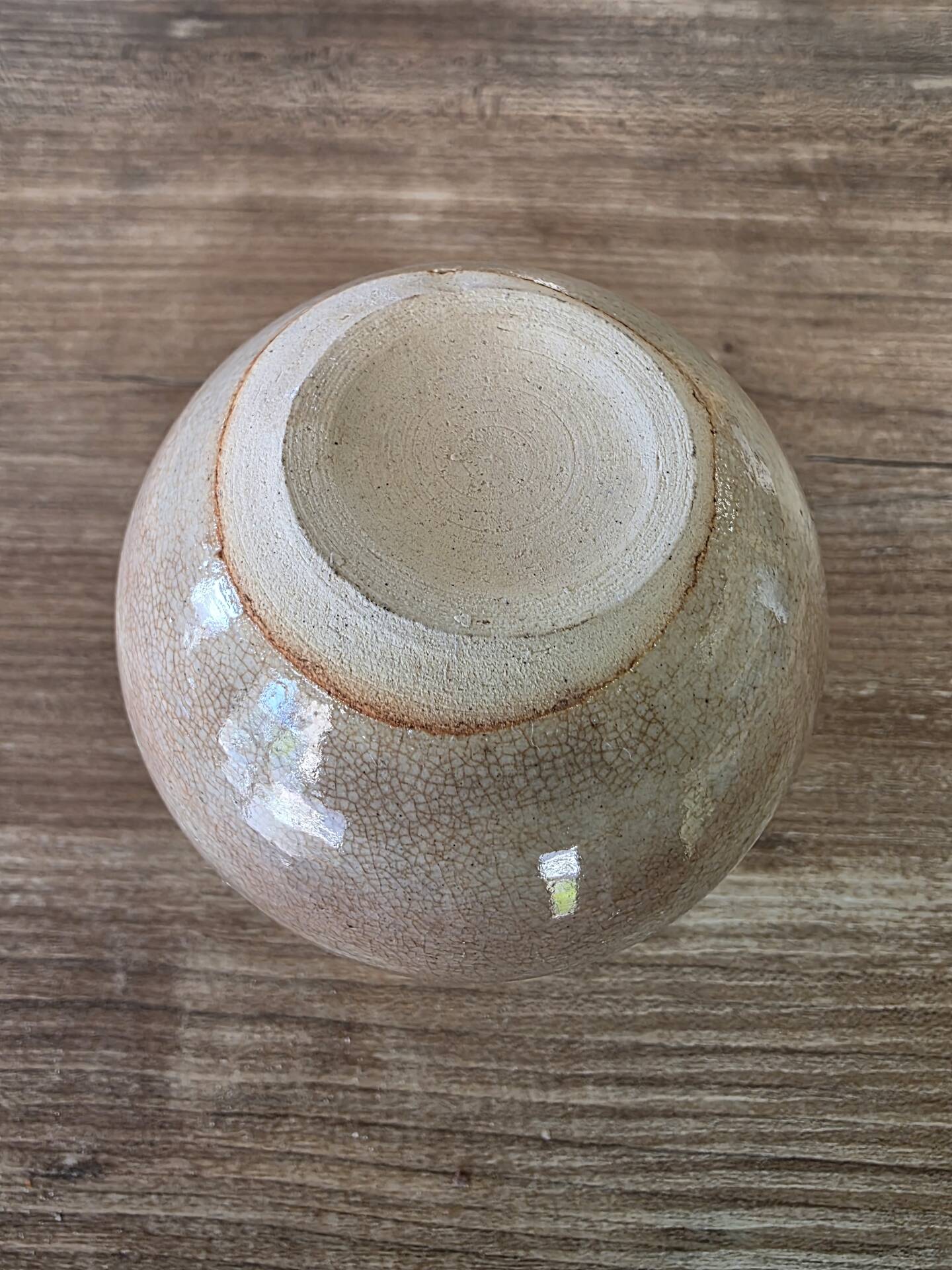 Small round vase soliflore, crackled glazed stoneware, ceramist seal.