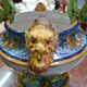 polychrome faience cup – Decorated with fantastical characters and animals