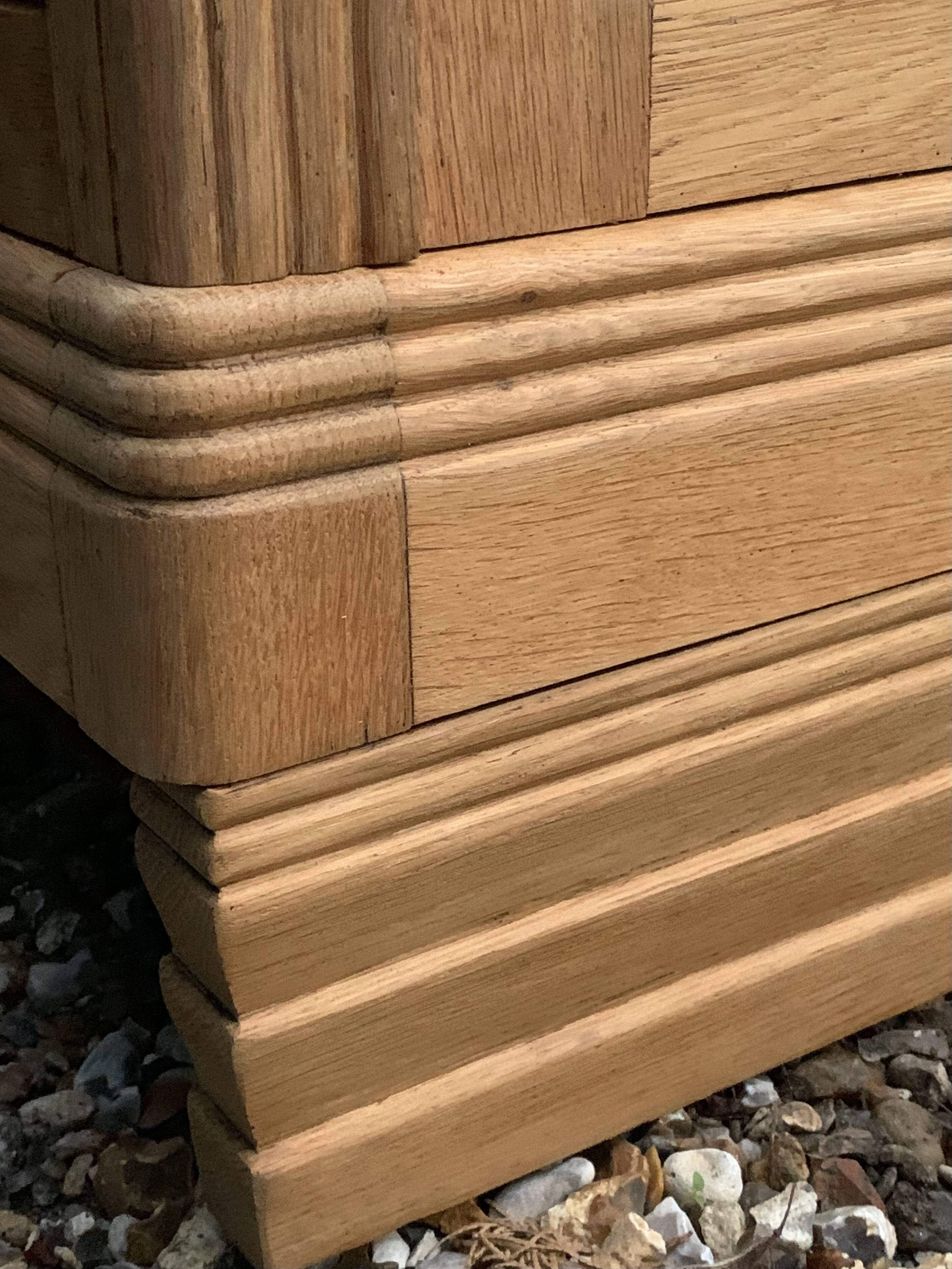 Parisian Art Deco style wardrobe in solid raw oak, 1950