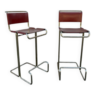 2 metal tube bar stools Linea Veam