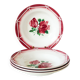 Set of 4 Digoin Sarreguemines soup plates, Cibon pattern, Pink, 1950