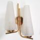 Pair of double appliques in shortbread glass and vintage brass 1960