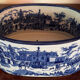 English earthenware planter, blue monochrome, 20th century