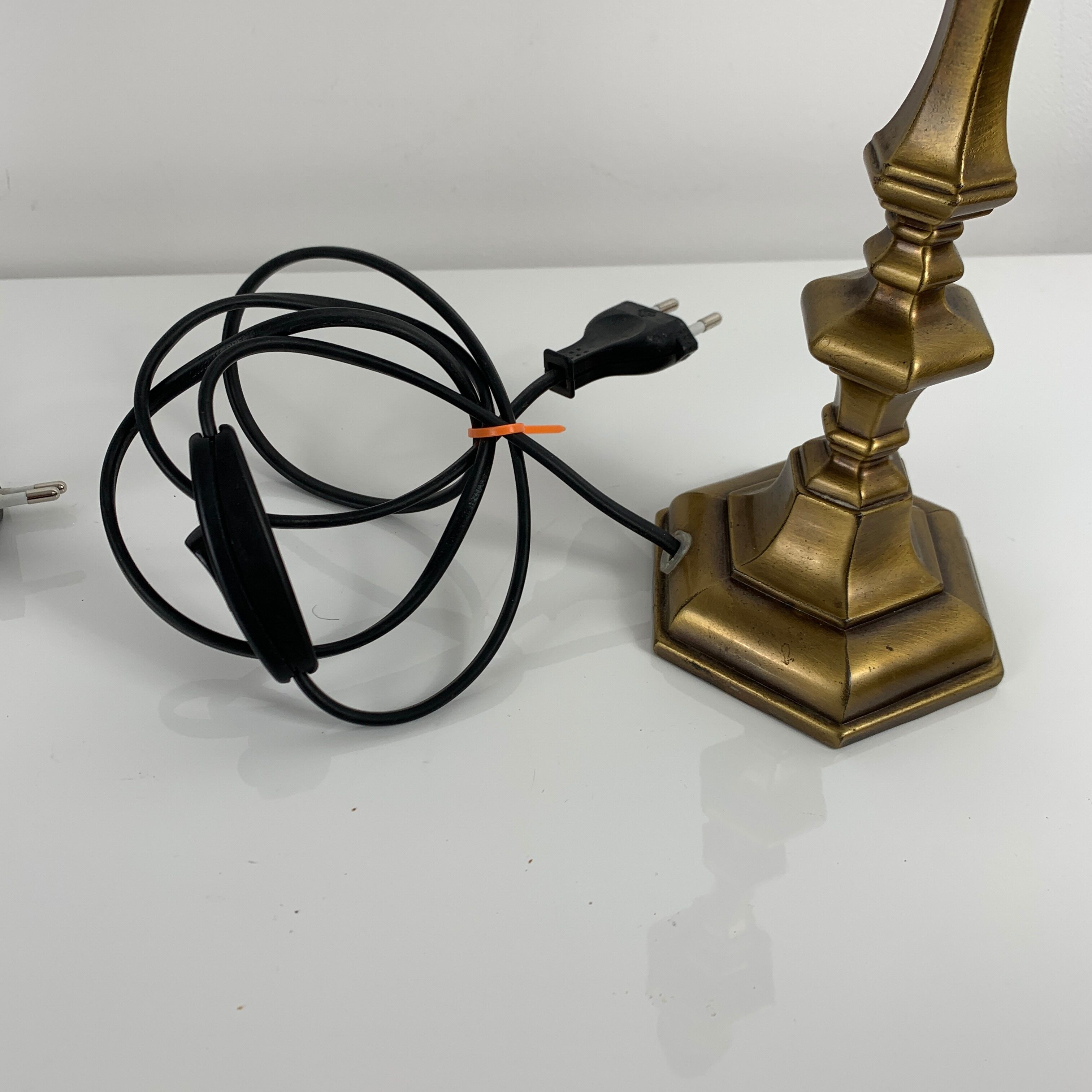 Pair of antique style bronze bedside lamps