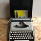 Old writing machine polyjo super 75 bakelite grey + vintage black trunk