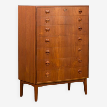 Kai Kristiansen bow front dresser with 7 drawers, Denmark, 1960s