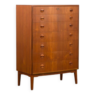 Kai Kristiansen bow front dresser with 7 drawers, Denmark, 1960s