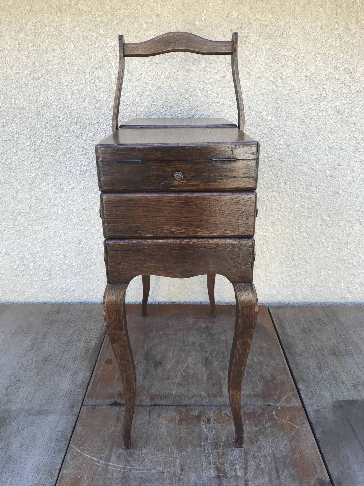 Former worker, 3 tiered wooden sewing box and feet in Louis XV vintage style