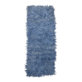 Tapis Tulu Vintage Bleu, Laine à Poils Longs, Style Shaggy, 115x301 Cm