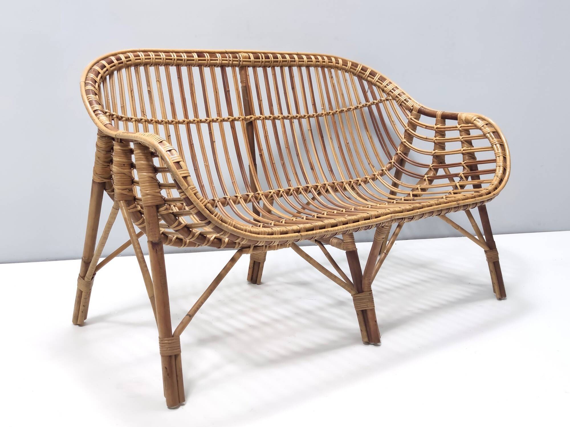 Vintage Two-Seat Bamboo Sofa, Made in Italy