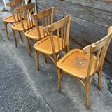 (Lot) 5 stamped Lutherma chairs (light oak)