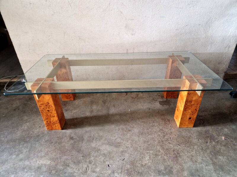 Gabriella Crespi (1922-2017) - Table basse en placage de loupe