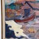 Huile sur toile suédoise d'époque mi-siècle – « Hut » par Nils Öberg – Vintage et encadrée – 53 × 45 cm