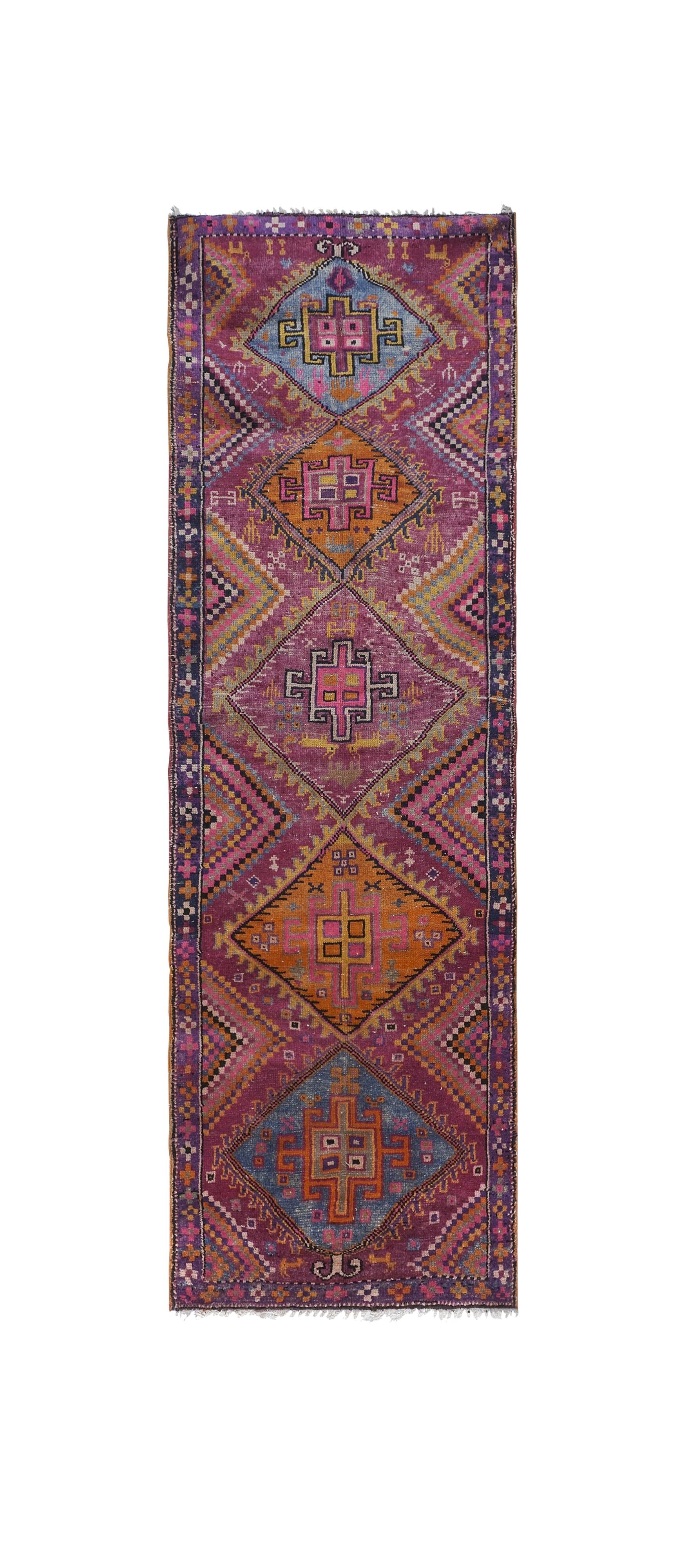 Vintage Turkish Oushak Rug Handwoven 127x370 cm