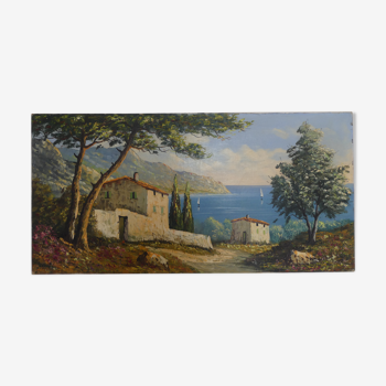 Tableau huile sur toile paysage provençal