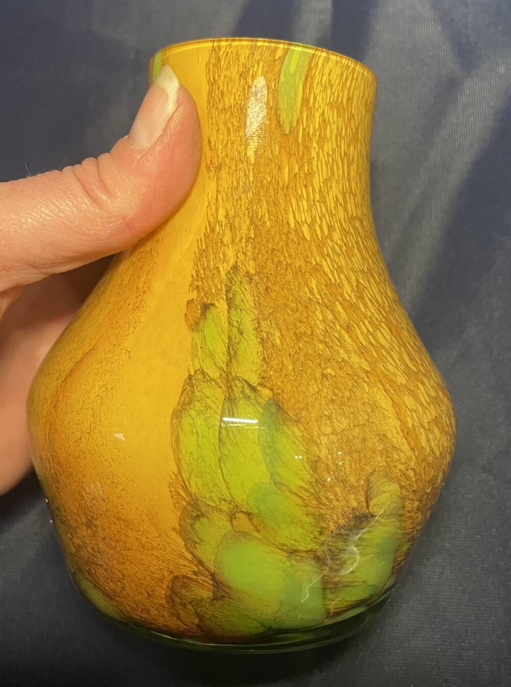 Small vase glass paste orange yellow and green wild flowers dried flowers