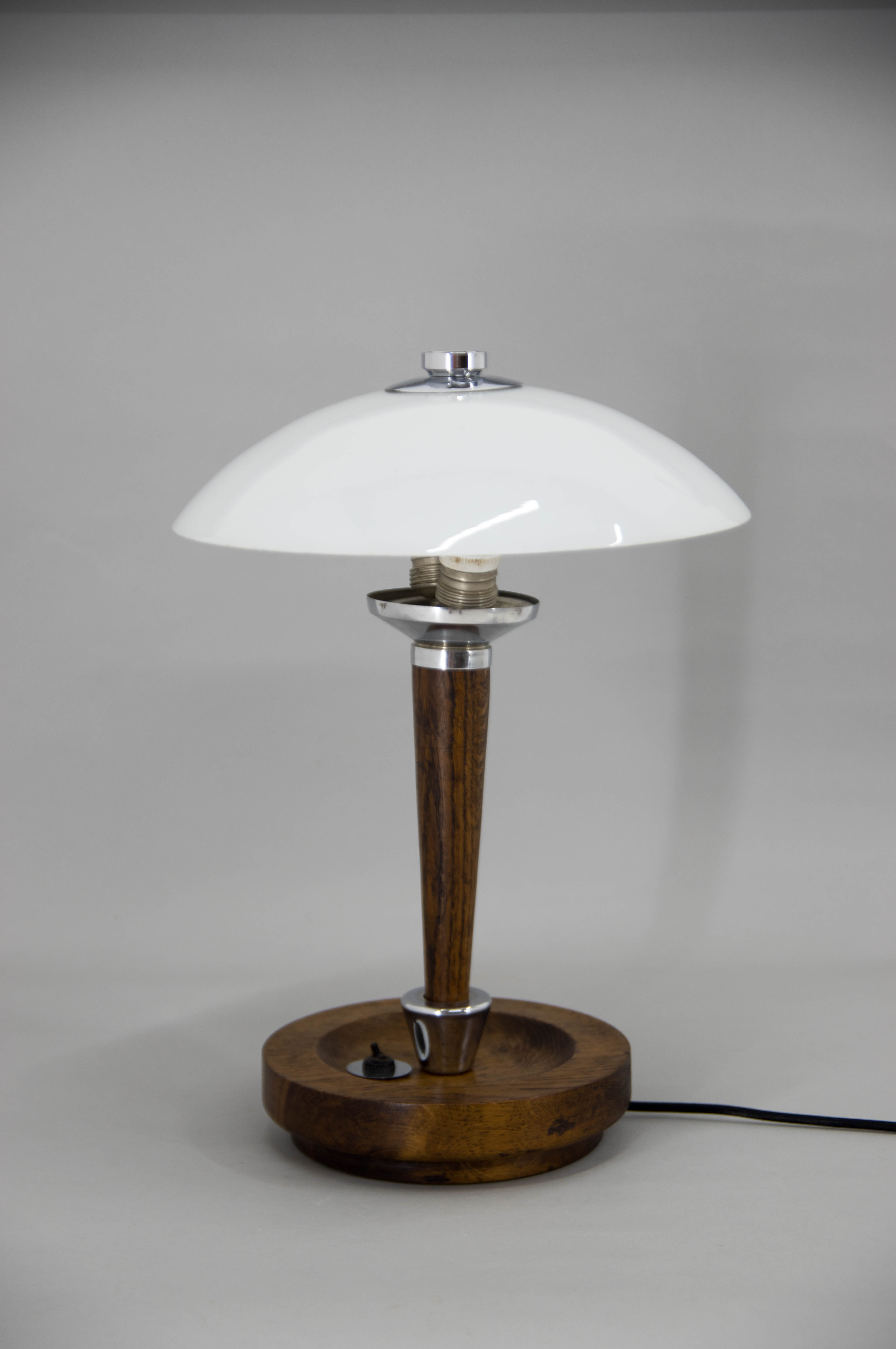 Art deco wood and glass table lamp, 1930s