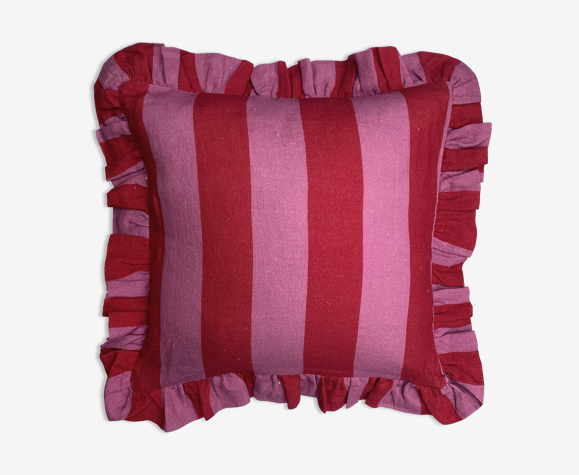 Cerise & fuchsia extra wide stripe cushion cover