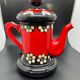 Vintage terracotta teapot glazed and hand painted