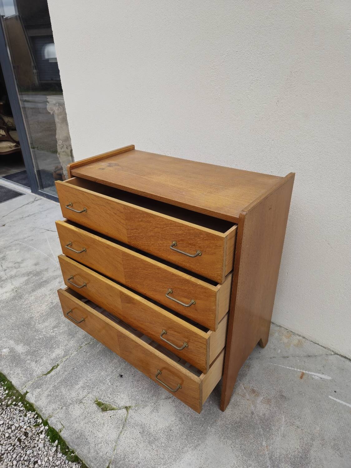 Vintage chest of drawers with compass feet, 1950s, 4 drawers