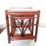 Rattan trundle tables circa 1950 in art deco style