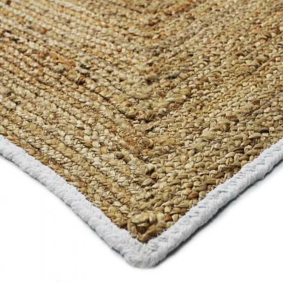 Jute carpet 120x170 cm white outline