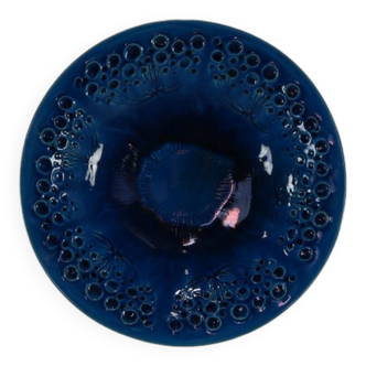 Grande assiette en céramique bleu turquoise danoise du milieu du siècle par HA Kahler