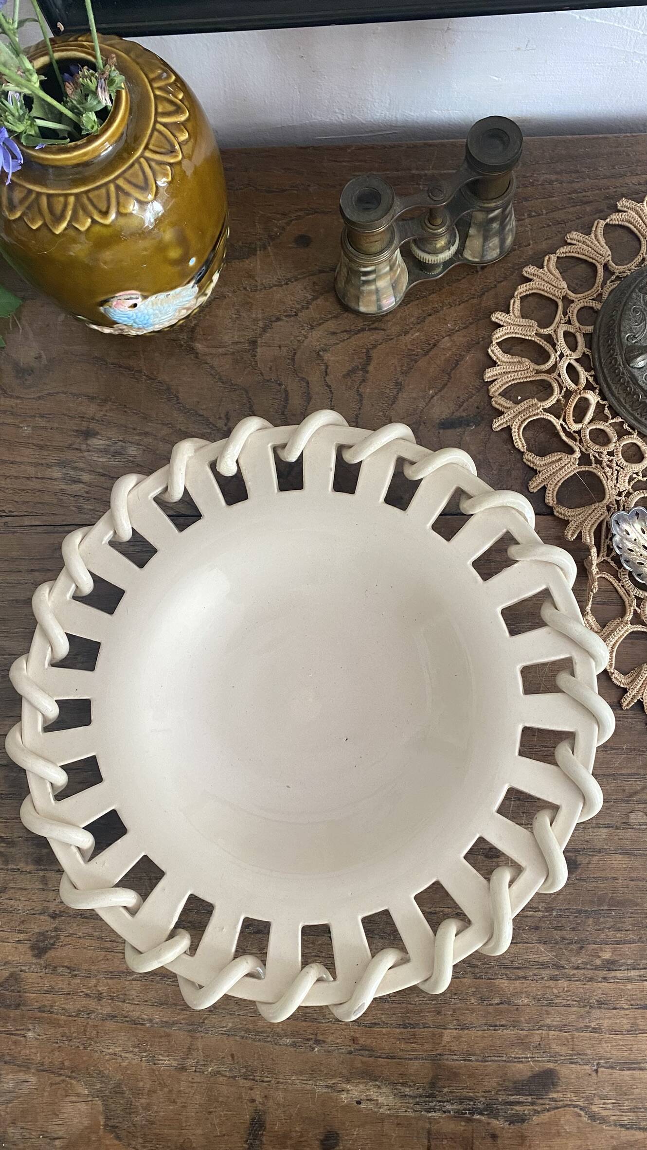 Plate, openwork ceramic catchall Malicorne