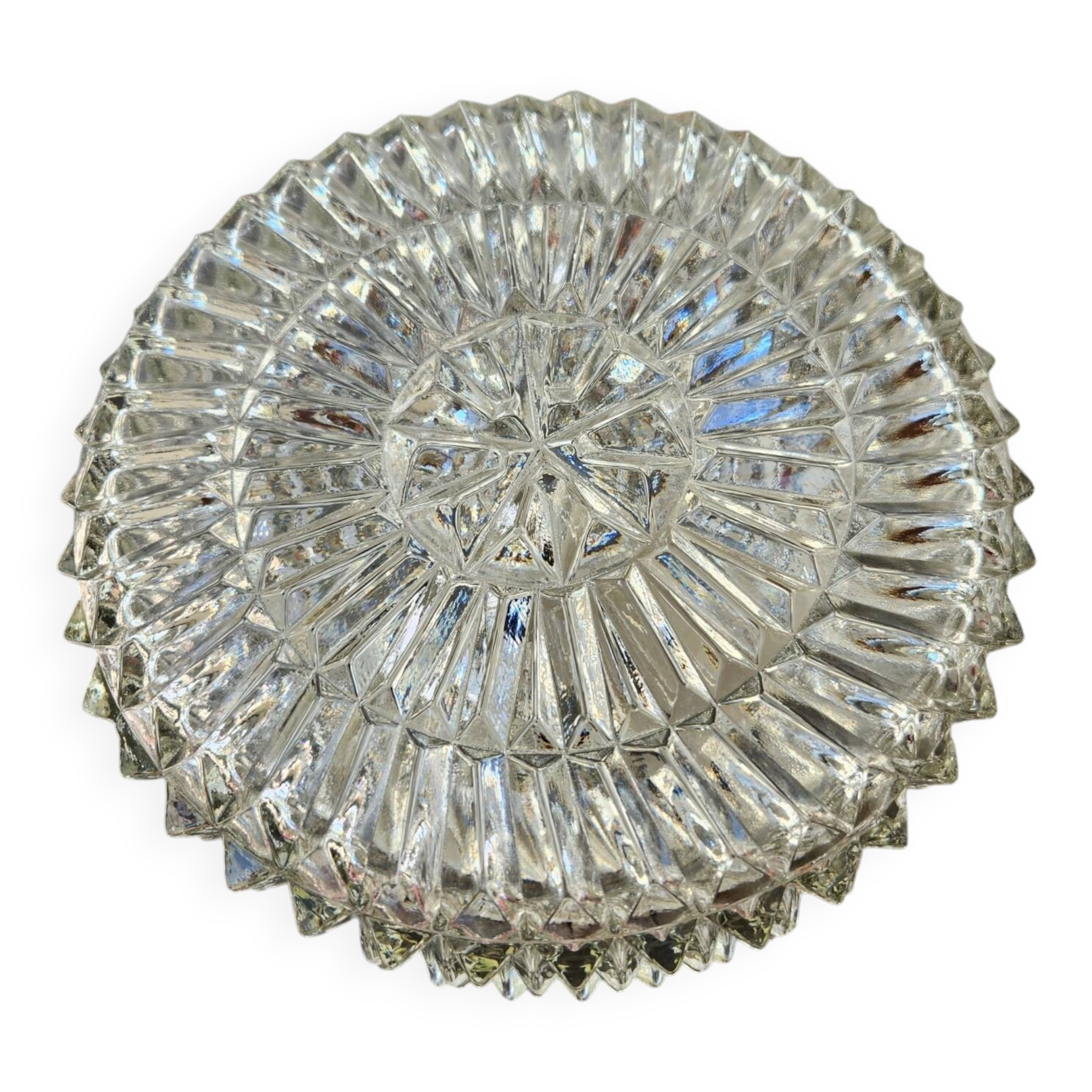 Vintage glass ceiling light with diamond-shaped cutouts