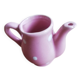 Pichet miniature rose à pois blancs pour dînette ou maison de poupée